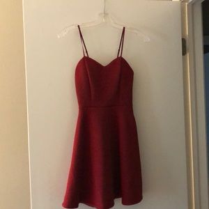 Dark red strap OT short dress